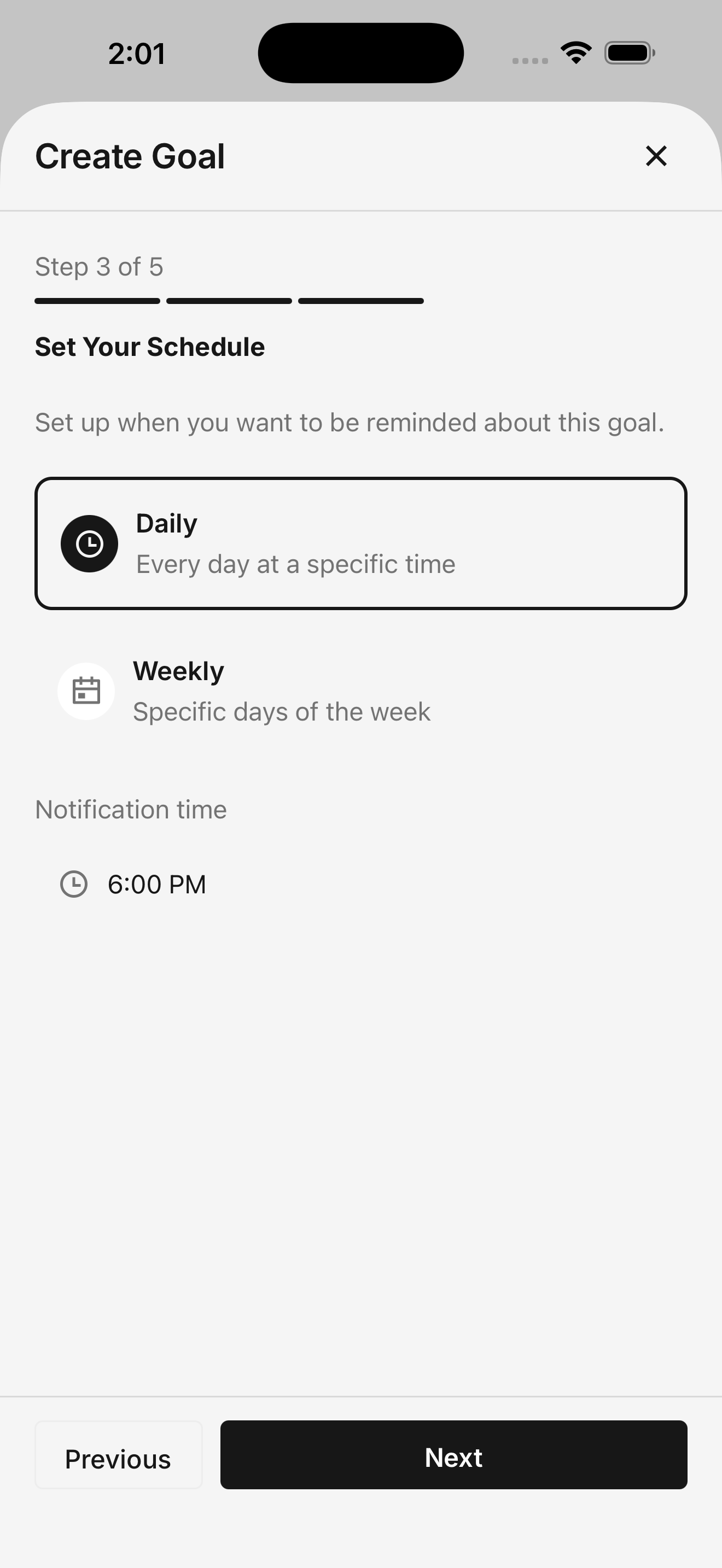Wizard Step 3: Set your schedule